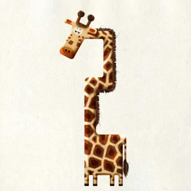 Illustration of giraffe in alphabet shape