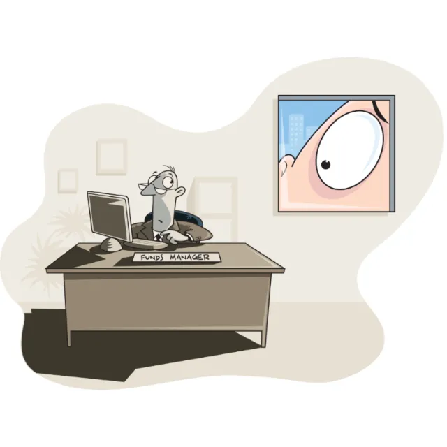 Graphic man sitting in office