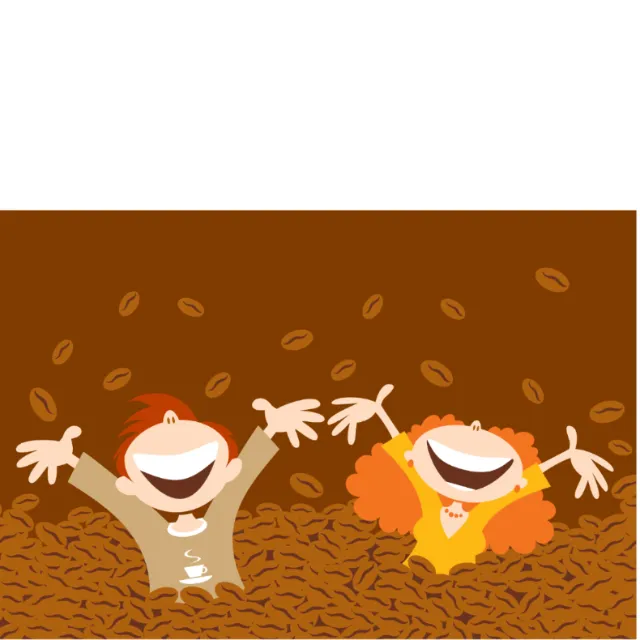 Graphic people enjoying coffee
