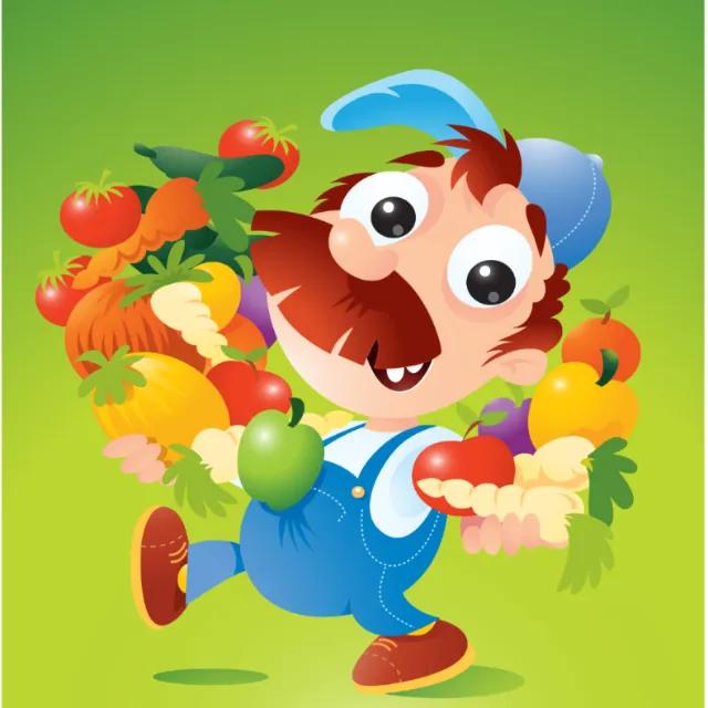 Vector man with vegetables