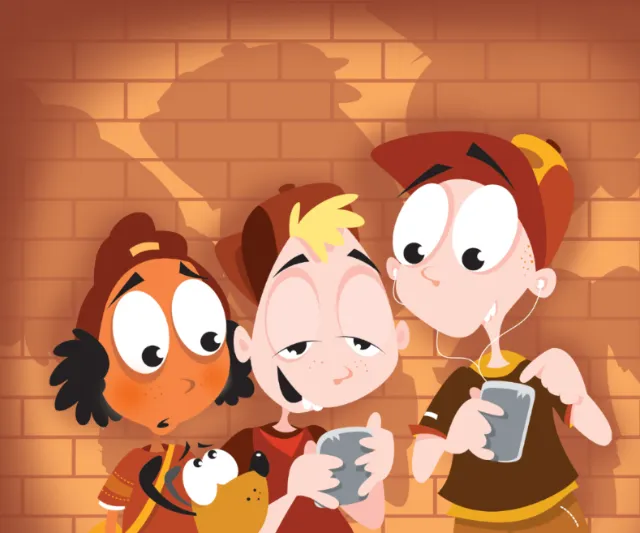 Digital Illustration children with milk