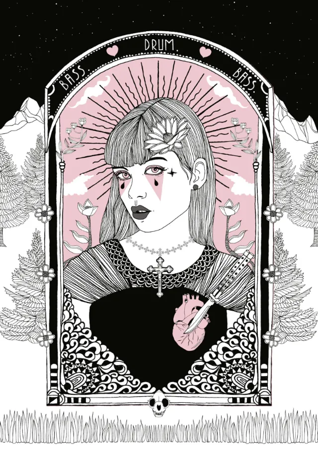 Beauty with knife in heart