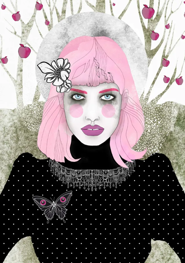 Beauty woman with pink hair