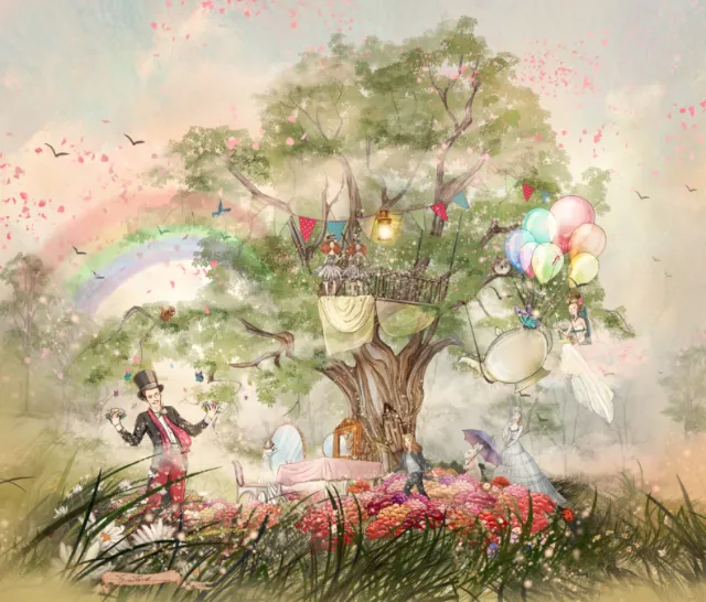 Whimsical tree party with balloons and lights by Turine Tran