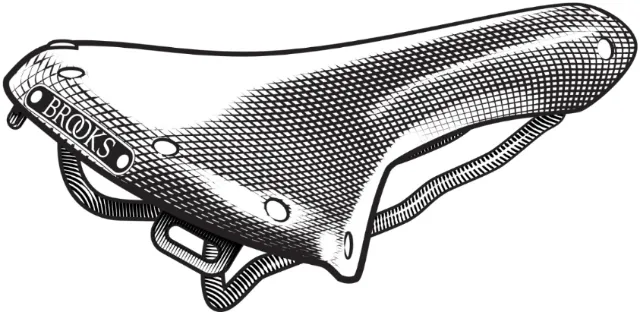 Engraving of Brooks leather bicycle saddle by Lee Montgomery