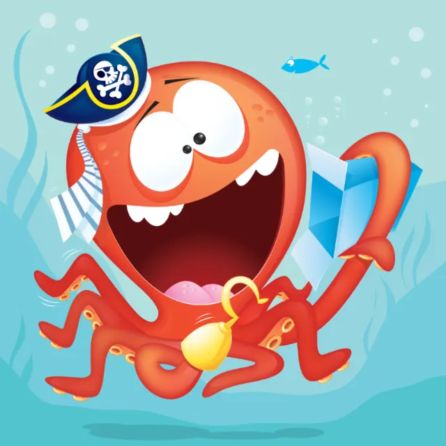 Digital Illustration pirate octopus