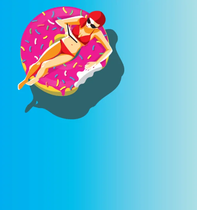 Illustration of a woman sitting in the swimming pool