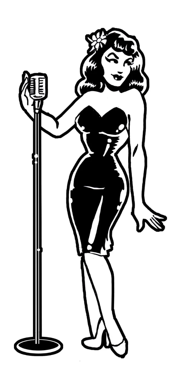 Black and white Retro SInger