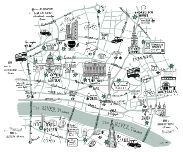 Soho House- The Ned architecture collage