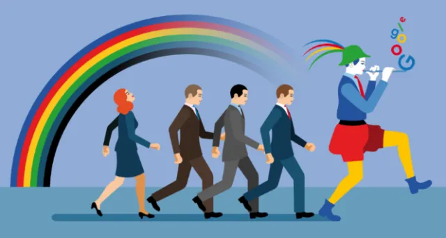 Business people following Leprechaun