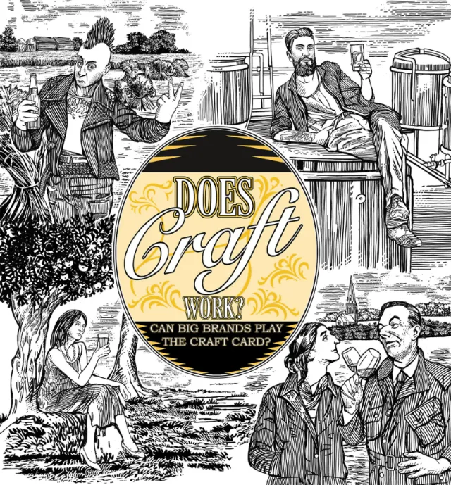 People having beer wood engraving art