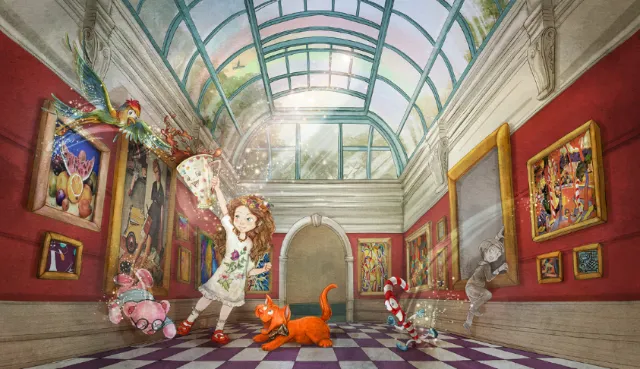 Children girl playing with toys