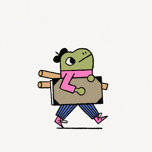 Motion graphic with illustrated characters and icons
