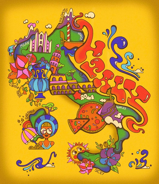 Italy Decorative Map