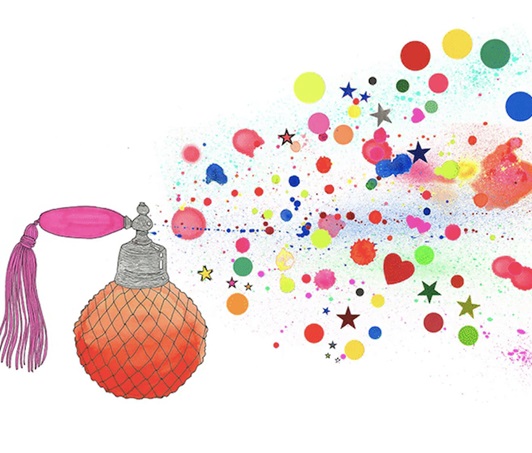 Animation of Perfume spray with colors
